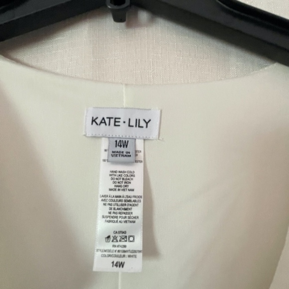 Kate Lily Womens White Faux Wrap Dress Summer Vacation Size 14W - Picture 7 of 7
